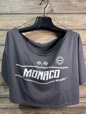 Monaco Riviera Graphic Crop Top - Black